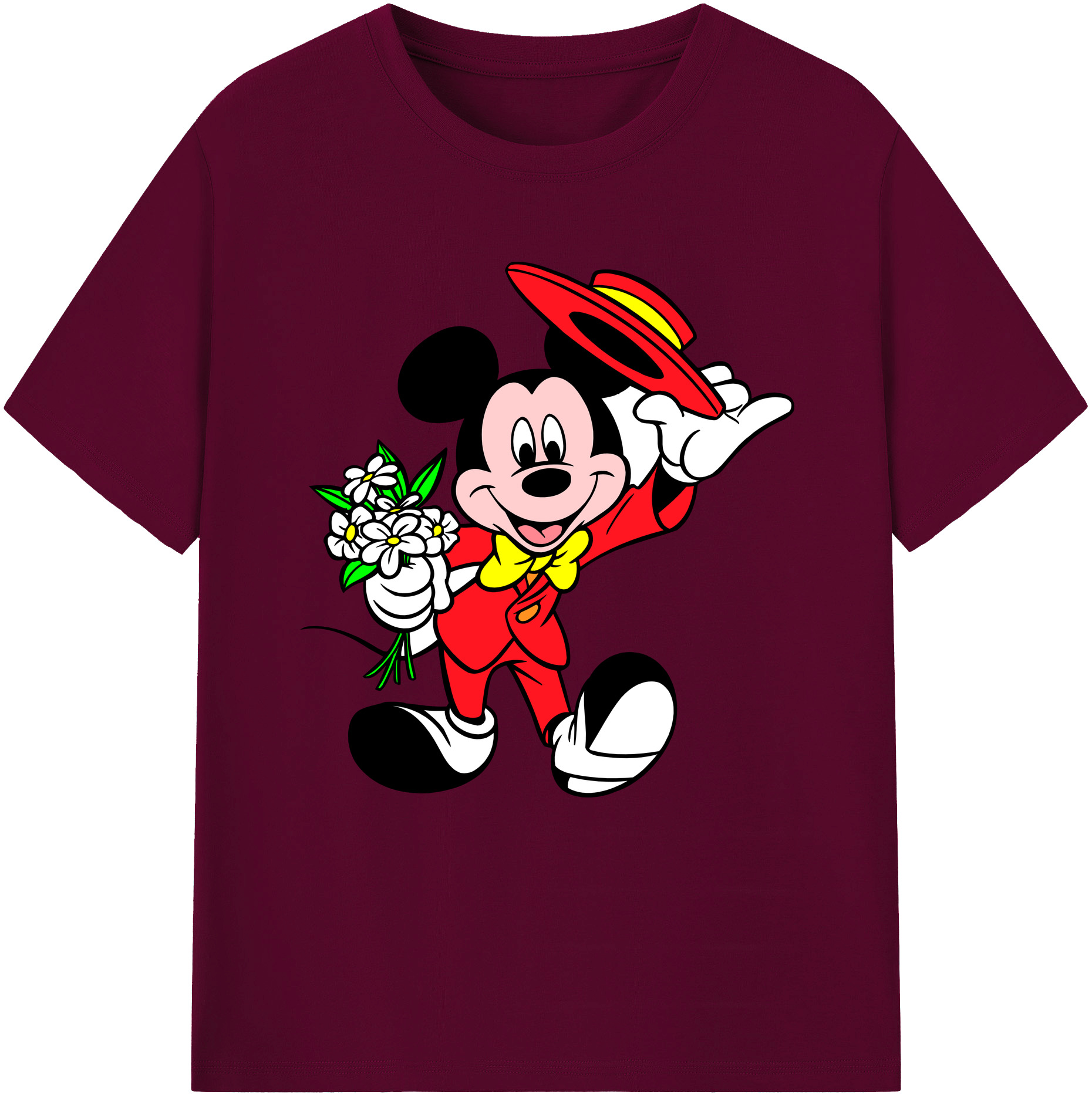 （画像用） ミッキーマウス Mickey Mouse レディースカジュアルプリントTシャツ（綿100％）